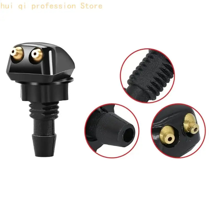 Car Windshield Washer Nozzle for Washer System Maintenance, Two-Outlet Adjustable Washer Nozzles with Hose Fittings and Install Quake