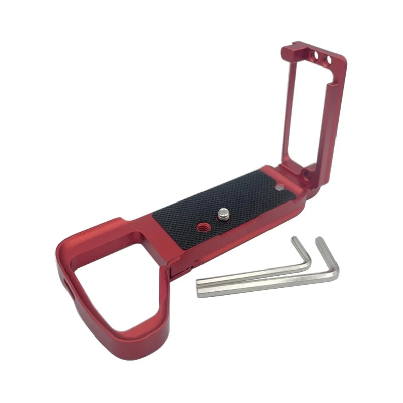 Quick Release Plate Base Grips Handle, Hand Grip Handle Quick Release L Plate Holder for Sony A7r4 a7m4 A7S3 A1 Camera K1KF Quake Red