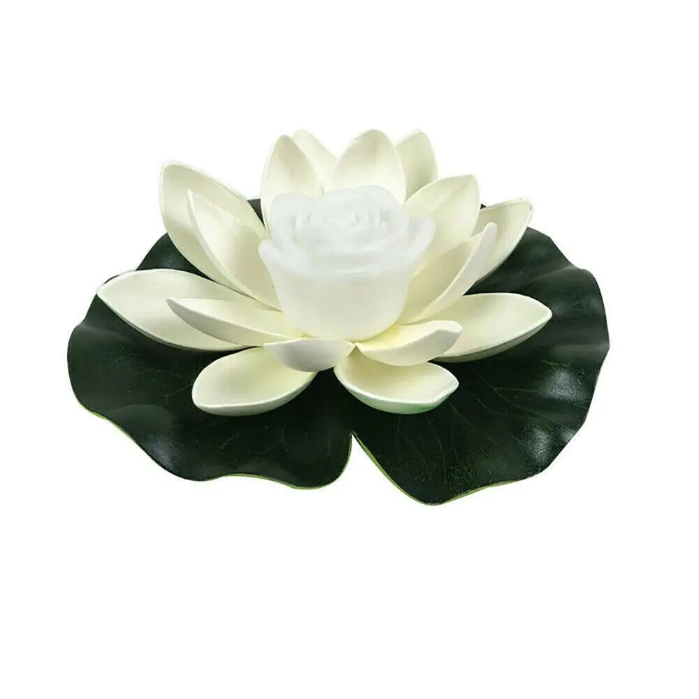 Solar Powered Buddhist Prayer Floating Lighting Decoration Fountain Pool Pond Lamp Wishing Lamp Flower Light Lotus Lamp Quake white