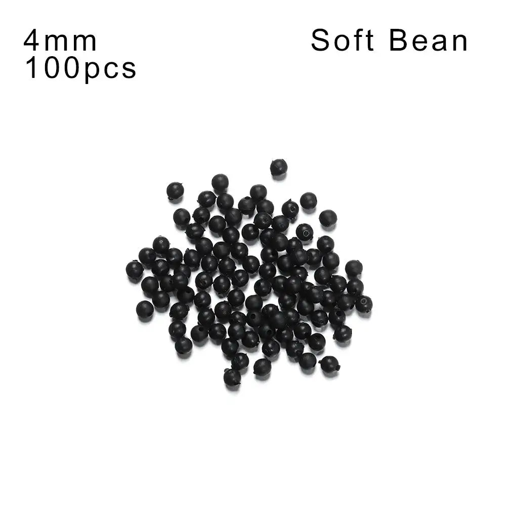High Quality Plastic Stoppers Night Black Fishing Floats Beads Round Soft and hard bean Quake Soft Bean-4mm