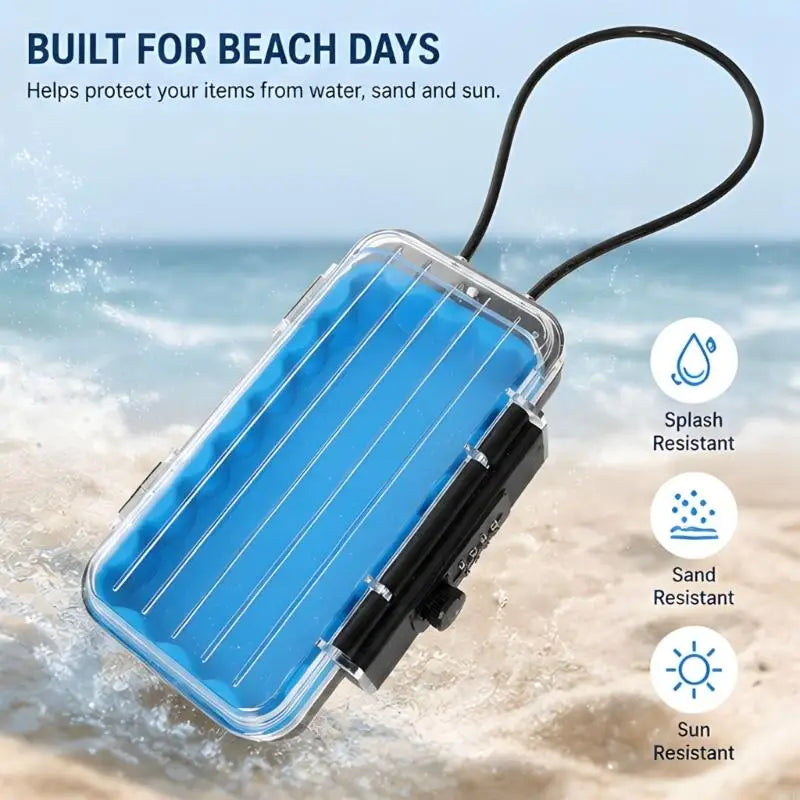 Portable Combination Lock Box for Beach and Gym, ABS Shell Storage Case with Combination Access for Cash, Cards and Small K1KF Quake