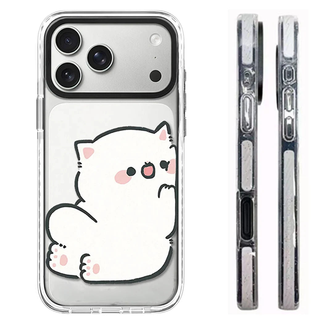 609017 White Border Magnetic Phone Case Cover for IPhone 13 14 15 16 17 18 Pro Max Case Quake white (MagSafe) 2 iPhone17 Pro