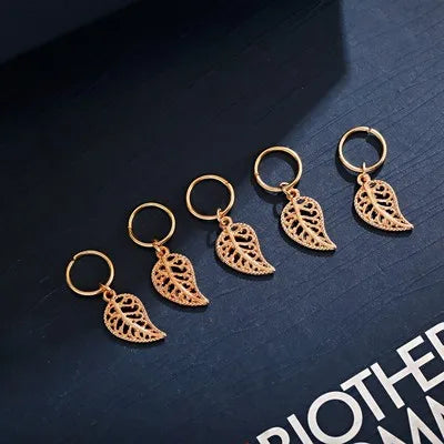 5-Piece Dreadlock Braid Beads Rings – Silver & Gold Hair Accessories