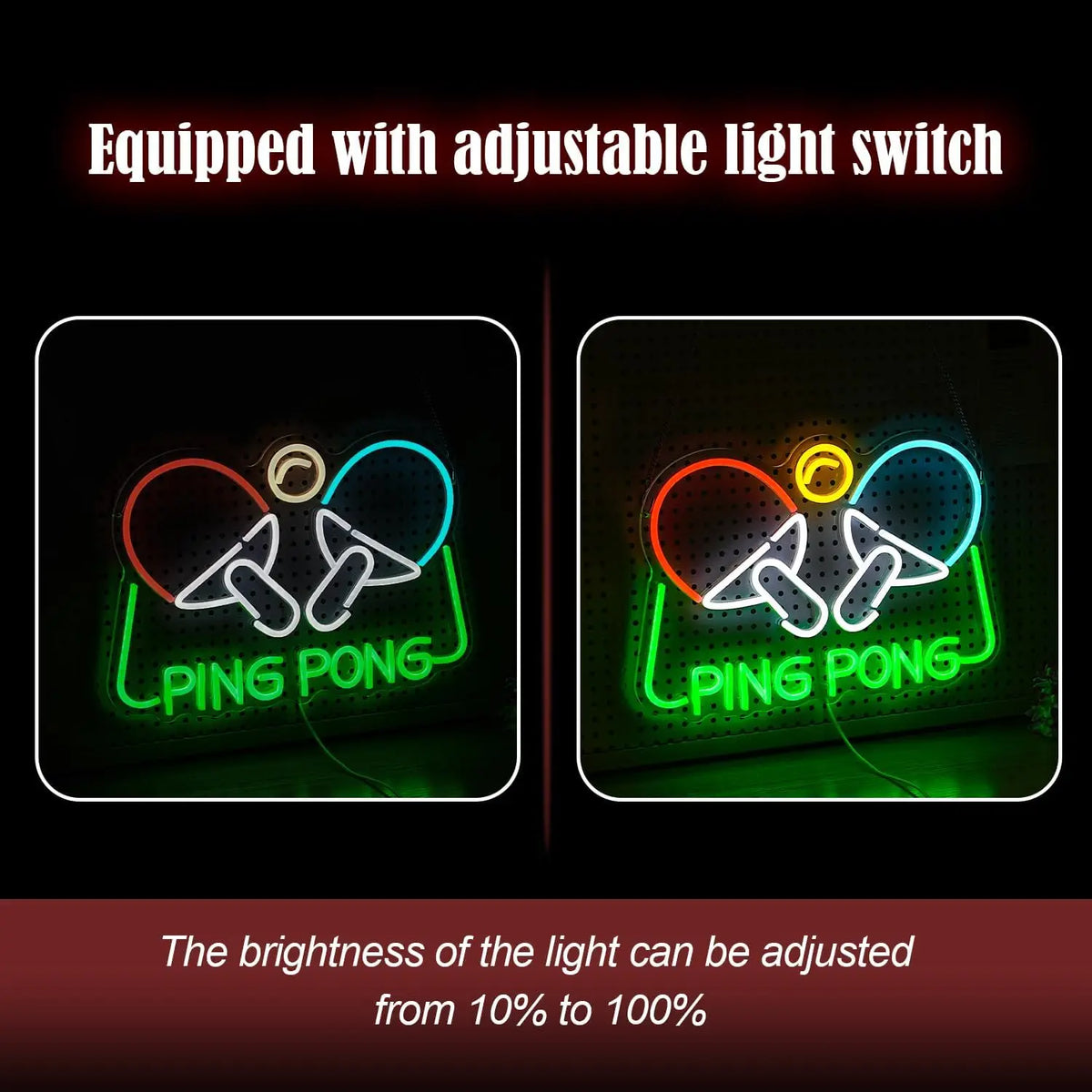 Neon Sign Dimmable Ping Pong Neon Lights for Gymnasium Game Room Bedroom Sport Club Decor Aesthetics Draw Birthday Gifts Quake