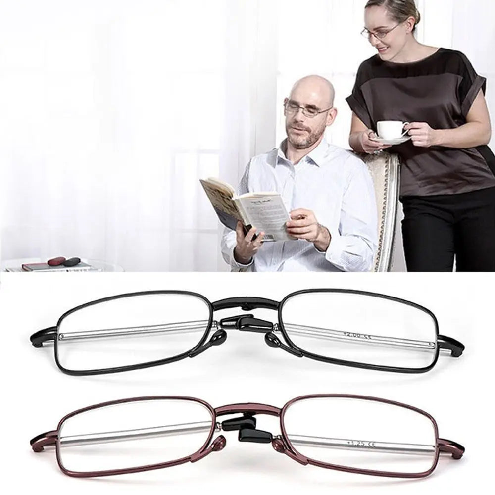 Portable Folding Reading Glasses for Men Women Telescopic Legs Rotation Presbyopia Eyeglasses Fashion Metal Frame Reader Eyewear Quake