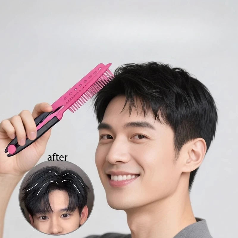Plastic V-shaped Straight Hair Comb Salon Hair Straightener Quick Hair Styling Tools Portable Professional Hairdressing Comb Quake