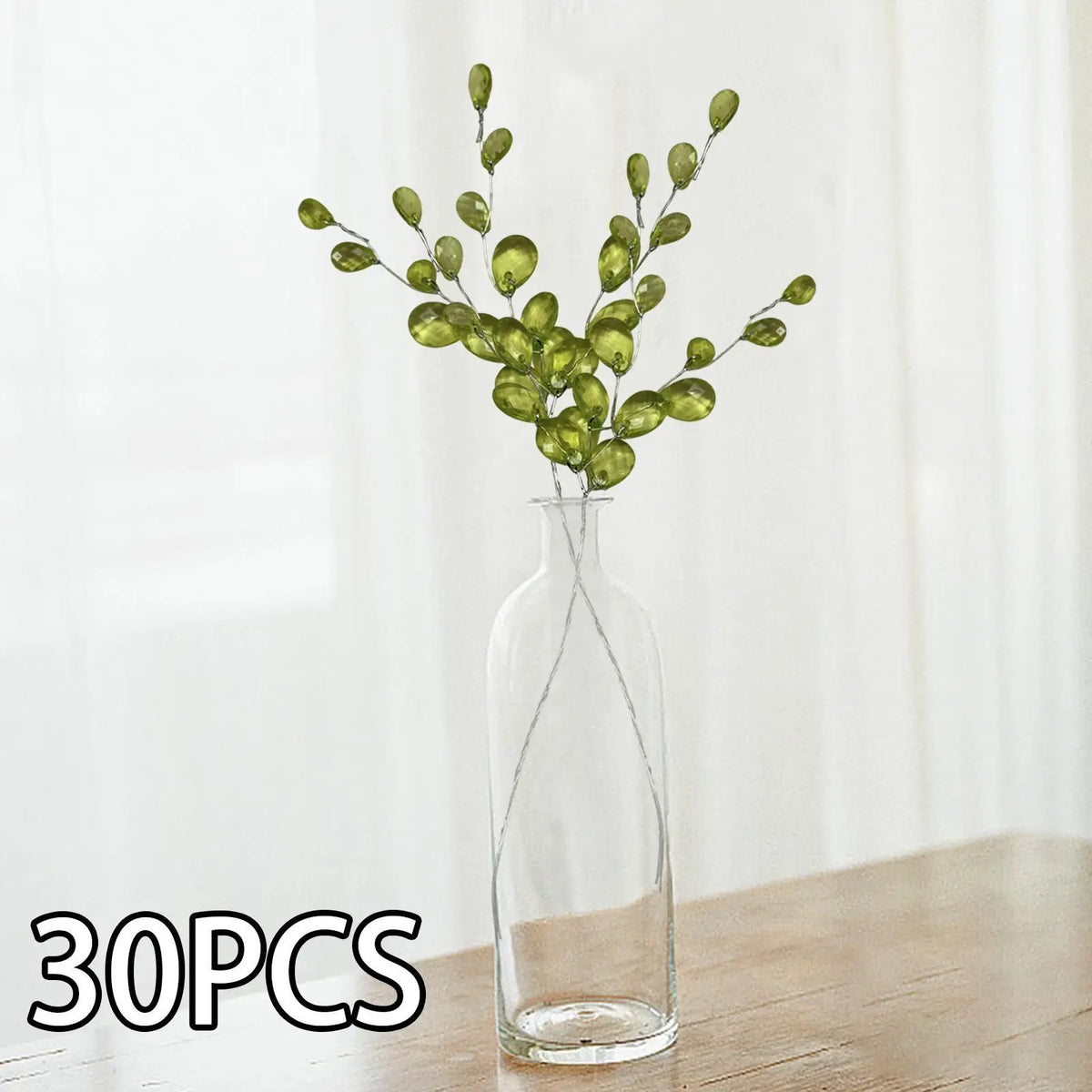 30 Pieces Acrylic Bead Flower Branches DIY Crafts Artificial Beaded Branches for Table Decorations Celebration Daily Use Wedding Quake