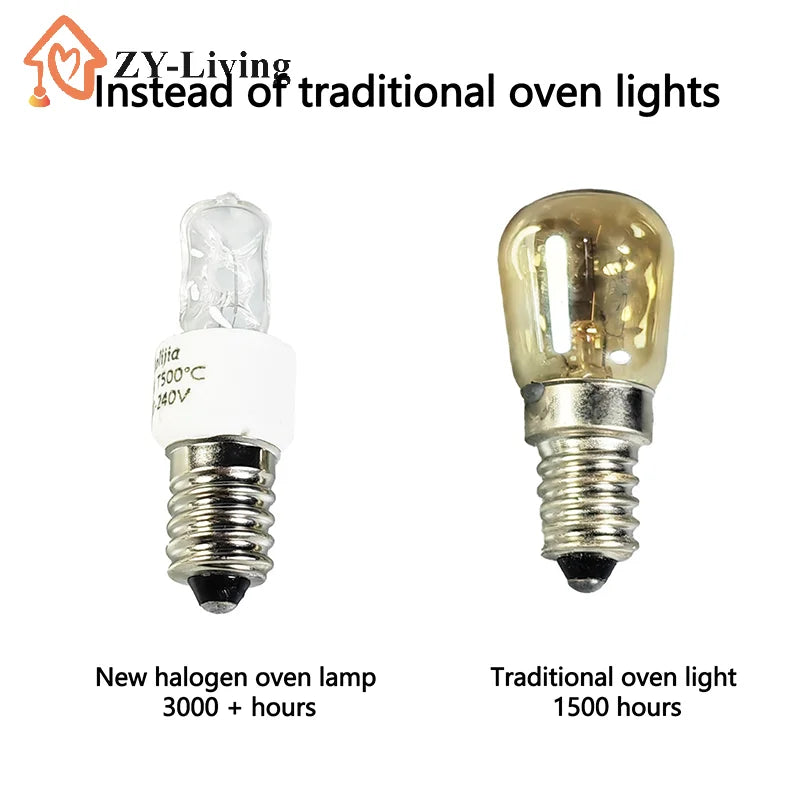1Pcs 25W/40W E14 Oven Light Bulb 220-240V Safe Halogen Oven Lamp High Temperature 500℃ Resistant Dryer Microwave Light Bulb Quake