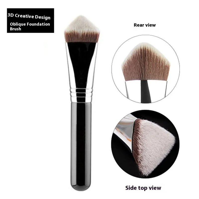 Makeup Kabuki Foundation Brush Luxury Single Pro Large Slant Triangle Square Tapered Vegan Cosmetic Brushes Quake 02-3D