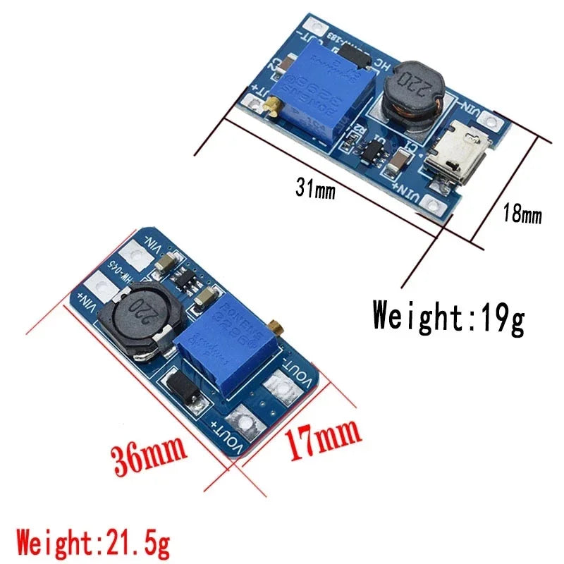 Converter Booster MT3608 2A DC-DC Step Up Power Supply Module MAX Output 2V-24V to 5V 9V 12V 28V for Arduino Quake