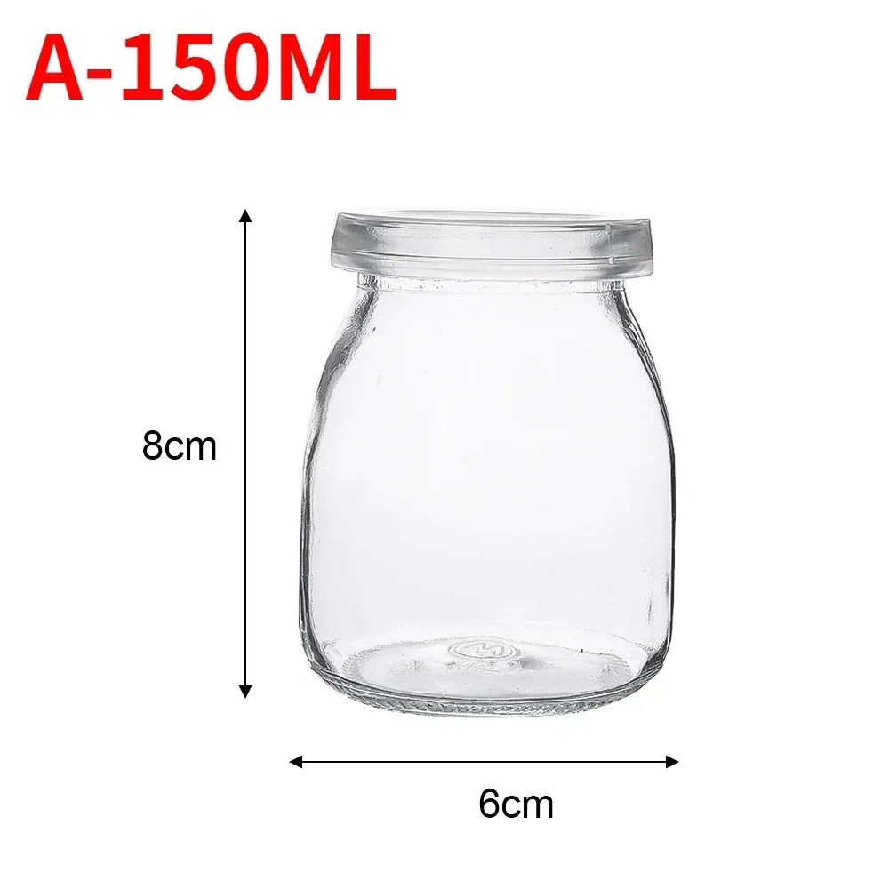 Yogurt Pudding Glass Jar Mini Mousse Drinking Bottle with Lid High Temperature Resistant Homemade Juicing Milk Storage Container Quake A-150ML