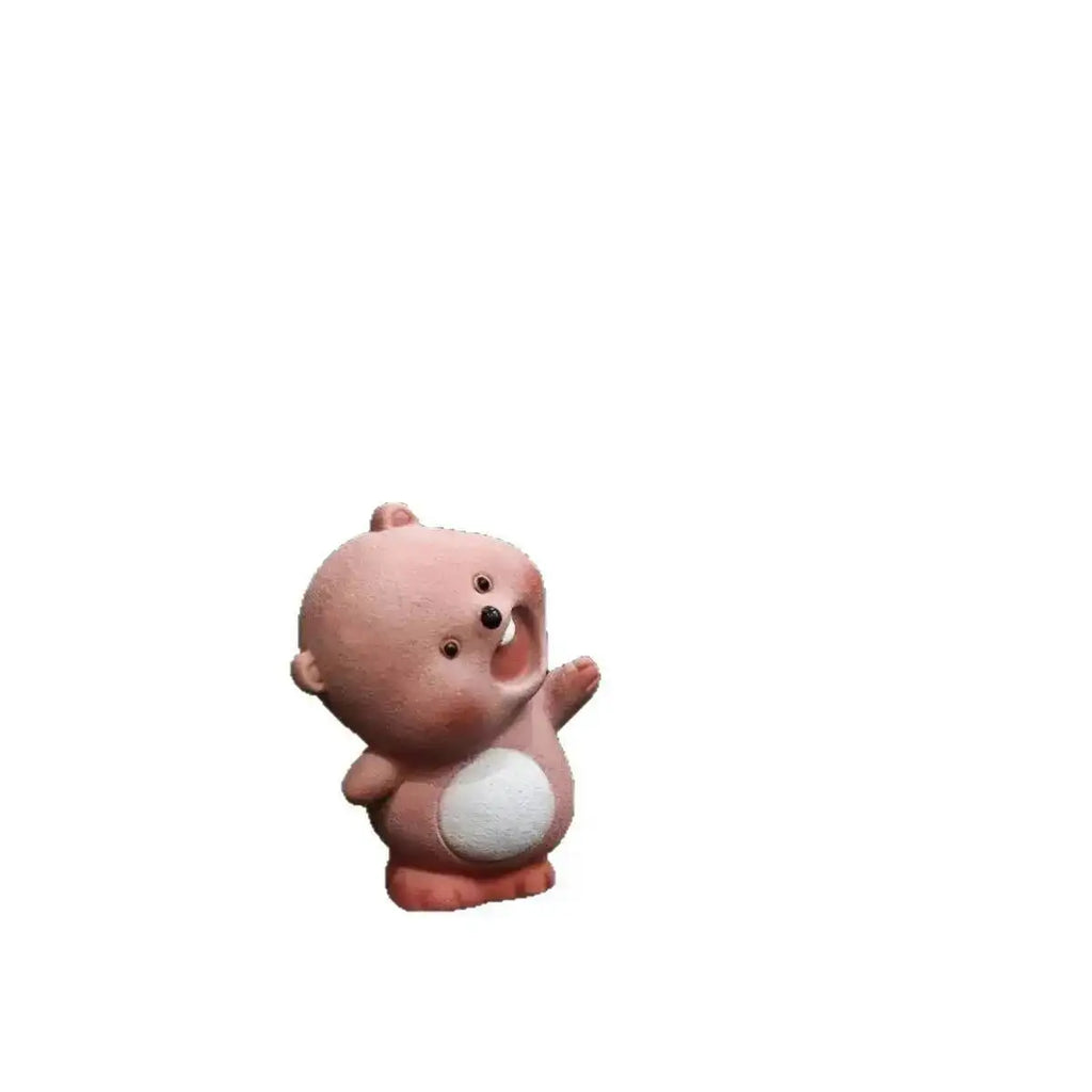 Yixing Zisha Sculpture Tea Pet Ornament Scolding Beaver Tilted Head Ruby Full of Spirit Little Beaver Desktop Ornament Quake