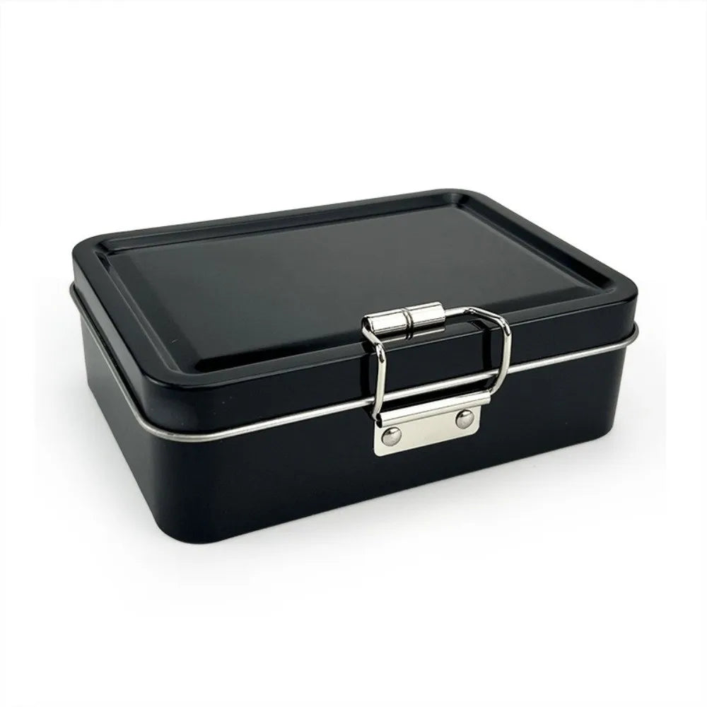 Flip Cover Buckle Iron Box Metal Solid Color Fishing Craft Storage Tin with Lid Durable Fishing Gear Storage Box Quake