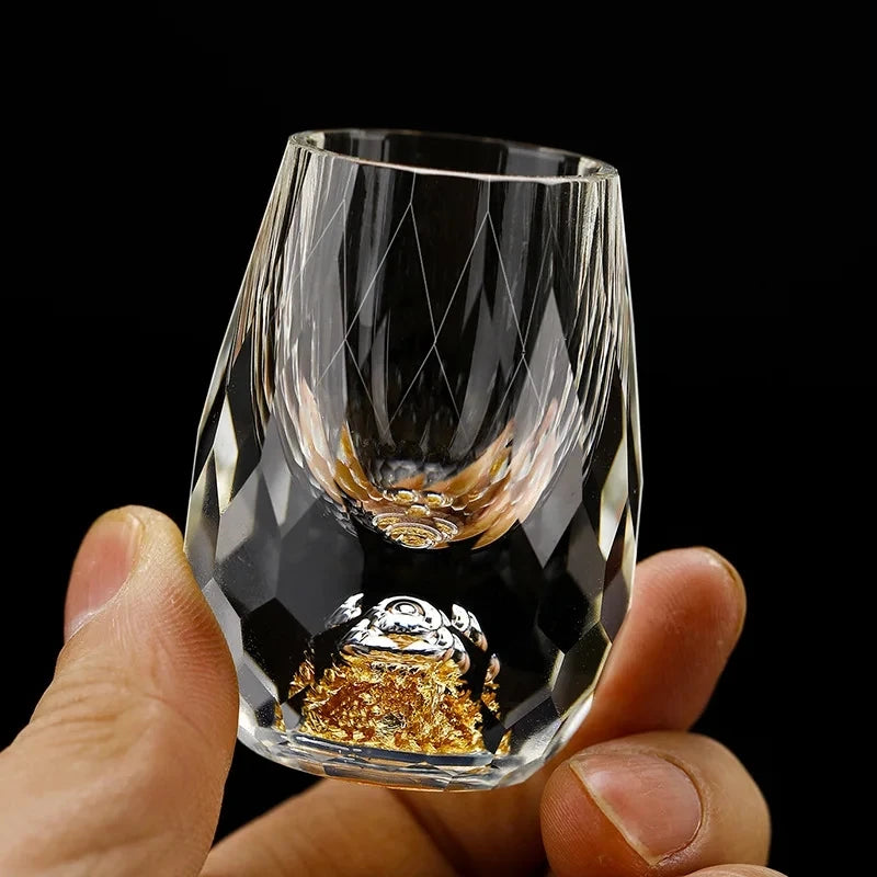 YWDL Diamond Cutting Crystal Liquor15/50ml Glasses Vodka Shot Glass Wine Glasses Whiskey Glass Spirits Sake Soju Brandy Tea Cup Quake