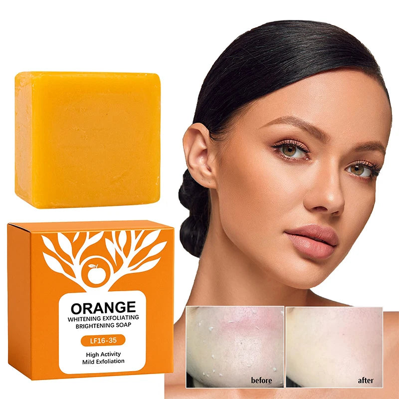 100g Orange Enzymes Mild Exfoliating Brightening Soap Bar,Face Body Gentle Cleansing Hydrating Moisturizing,Smooth Tender Skin Quake