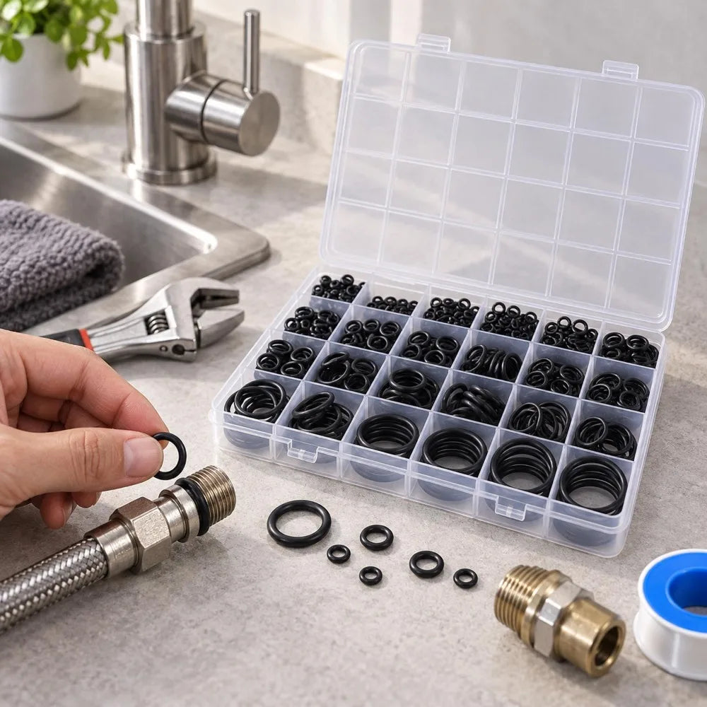 O-ring Repair Set Seal Assortment Kits Black Nitrile O Rings with Storage Box for Plumbing Automotive Machinery Repair Sealing Quake