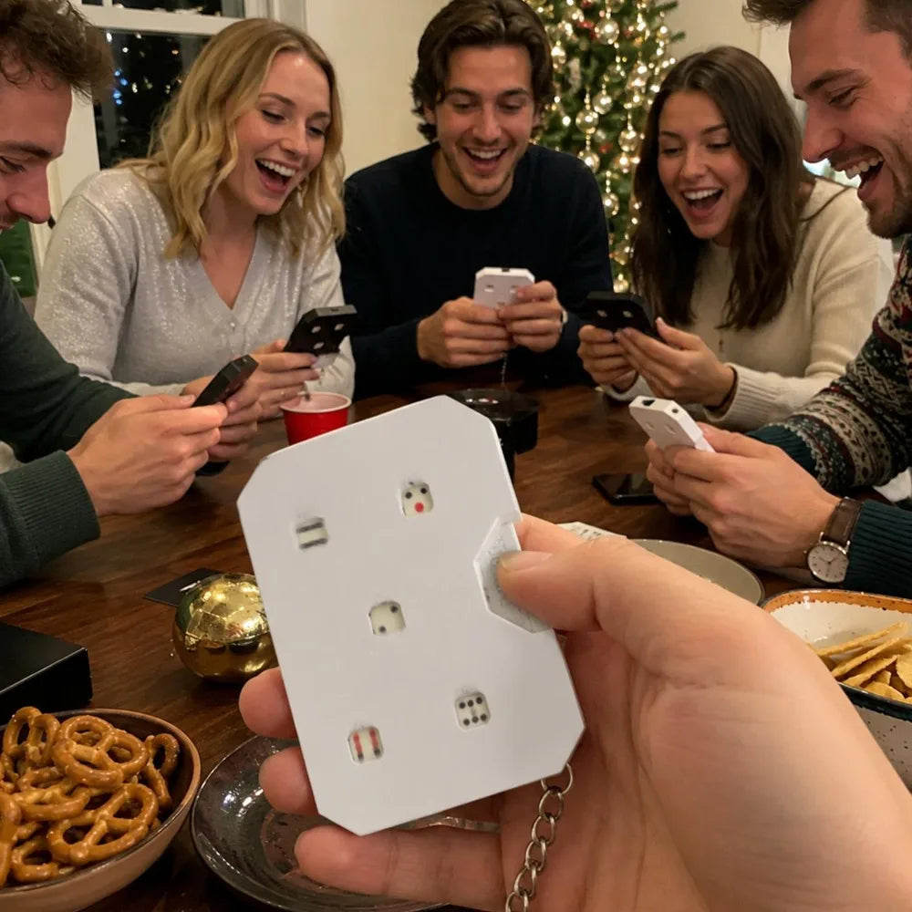 Press Type Dice Card Portable Handheld Dice Random Rolling Gadget Portable Stress Relief Board Game Prop for Friend Gatherings Quake