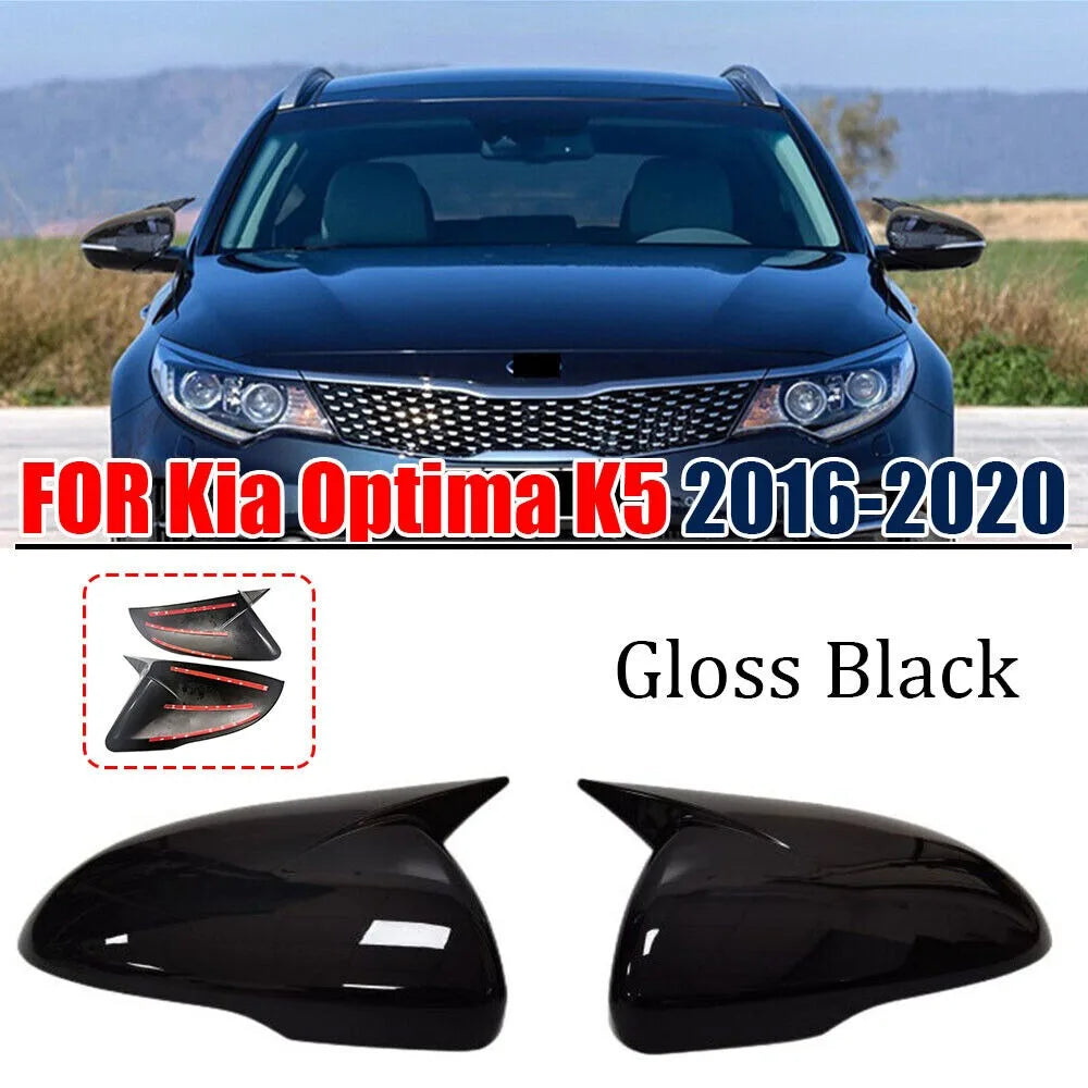 For Kia Optima K5 2016-2020 Car Sticker Rearview Side Mirror Cover Wing Cap Exterior Door Rear View Case Trim Carbon Fiber Look Quake