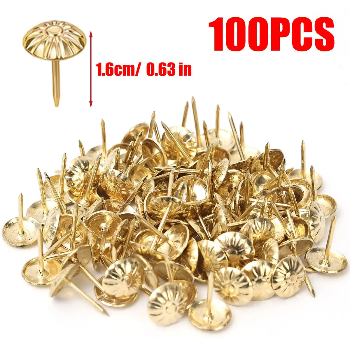 Vintage Flower Shaped Furniture Decorative Nails Rust-proof Furniture Repair Leather Fixed Pushpin DIY Photo Frame Decor Nails Quake Gold