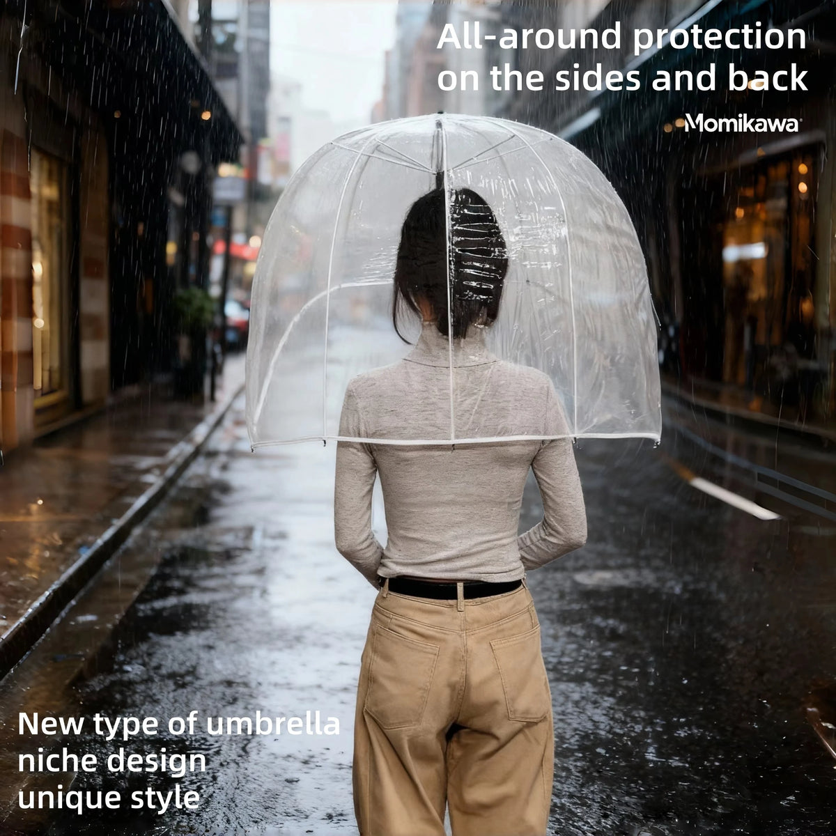 Long-Handled Helmet Umbrella Windproof Waterproof Transparent Fun Cap for Outdoor Weather Quake