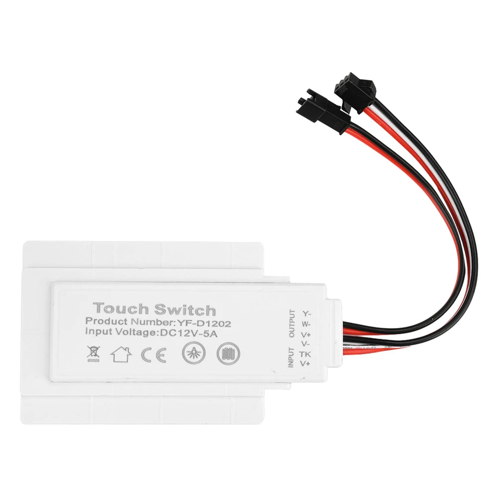 Double-button Touch DC12V 5A 60W Switch 60W High-sensitivity LED Driver Stepless Dimming Color Adjustment Defogger Smart Switch Quake Two-color