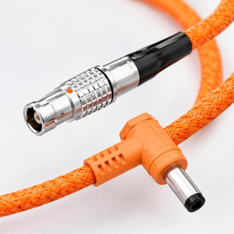 Circular Power End to 5.5 x 2.5 mm Equipment Cable, Right-Angle Adapter Cord for Compatible Monitors, Fill Lights, and K1KF Quake CN