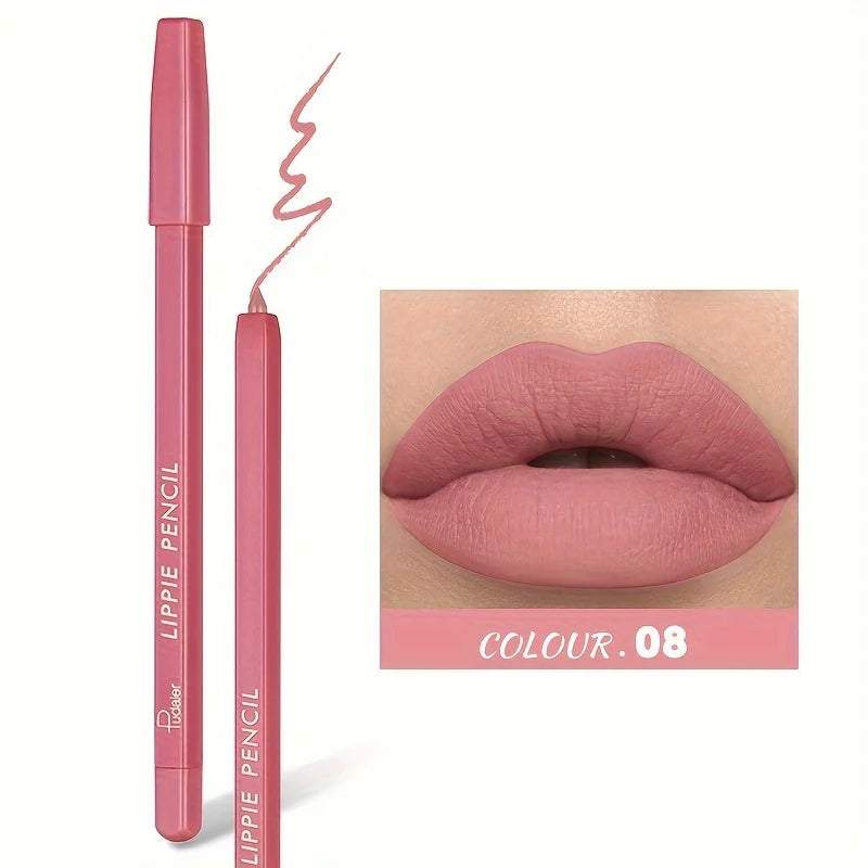 1pc Matte Lip Liner Pen, High Pigment & Waterproof, Versatile Mixed Colors, Suitable For All Skin Types Quake 08