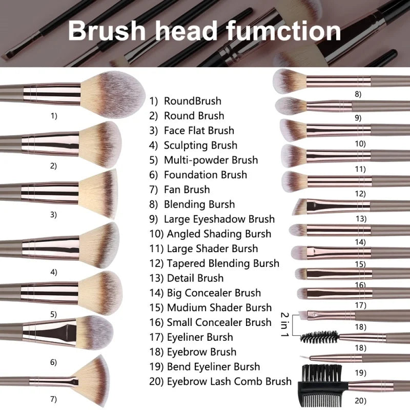 Professional 3-20PCS Makeup Brushes Set Eyeshadow Foundation Concealer Blending Blush Brush Kabuki Soft Make Up Beauty Tool Quake