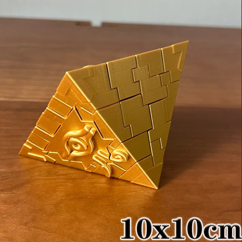 New Hot Yu-Gi-Oh Millennium Puzzle Gold Sarcophagus 3D Printed Desktop Decor Card Storage Box Creative Gift Toy for Anime Fans Quake about 10x10cm