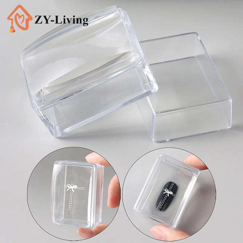 Transparent Rectangle Nail Art Stamper With Scraper Silicone Head Transfer Tool Fast Clear Jelly French Stamping Manicure Quake