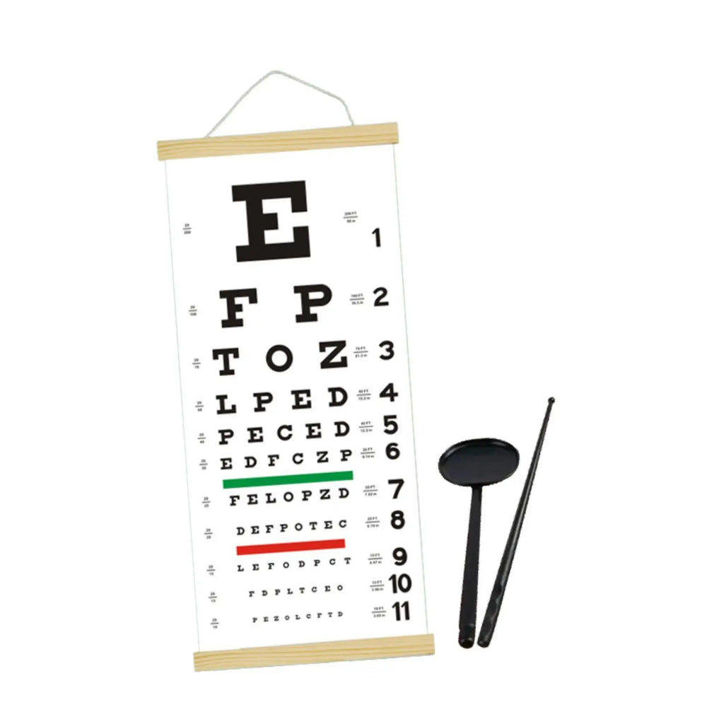 Eye Chart Eye Test Wall Chart with Hand Pointer with Occluder for Exam Home School Quake