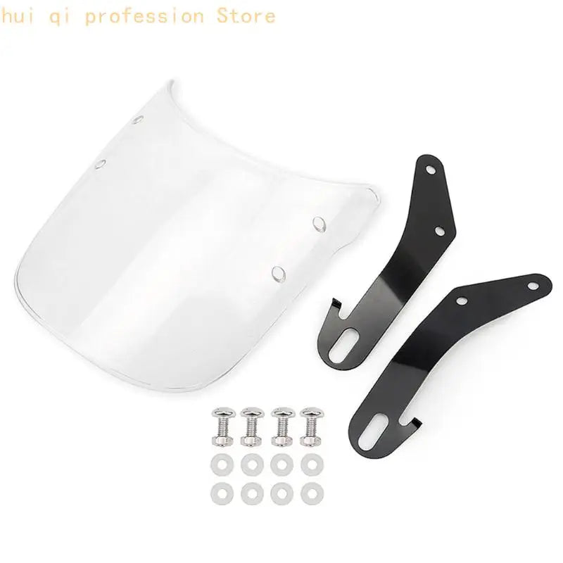 Motorcycle Windshield Universal Fitment for 4-7inch Headlights Heavy Duty ABS Metal Frame Enhanced Visibility Guard H8WE Quake Transparent color CN