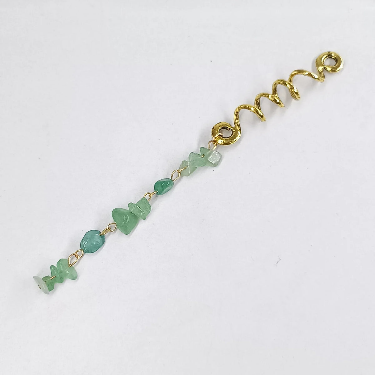 New Colored Hair Beads Crystal Stone Braids Barrette Spiral Charms Beads for Women Jewelry Vintage Hairpin Dreadlock Accessories Quake Green-long