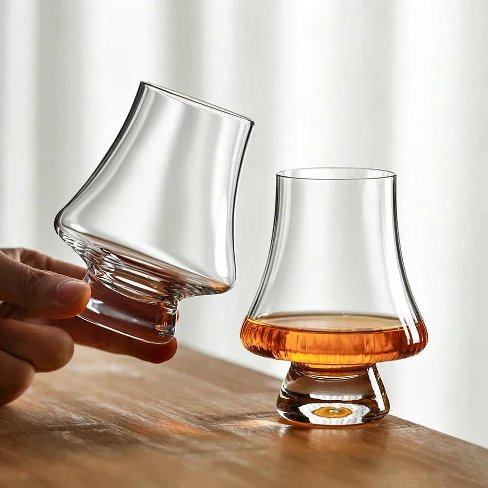 YWDL 250ml Lead Free Crystal Whiskey Glasses Scotch Bourbon Tasting Glass Set Glass Tumbler For Whisky Cognac Brandy Cocktail Quake