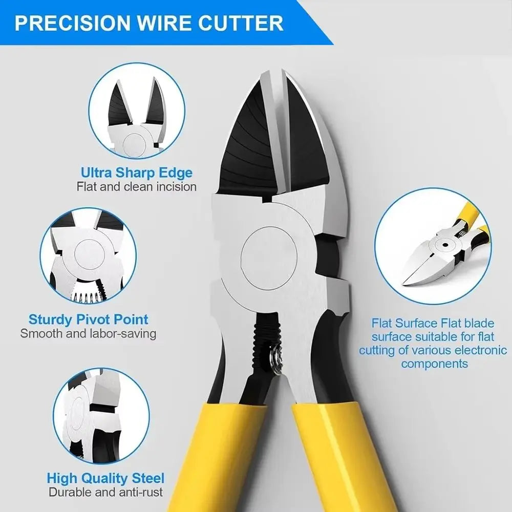 New Ultra Sharp Wire Cutter Heavy Duty with Long Flat Nose Flush Cutter Precision Side Cutter for Cables Wires Craft Cutting Quake
