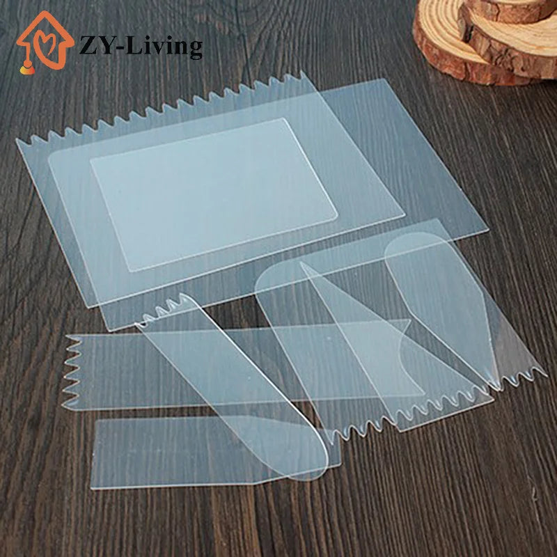 9Pcs Plastic Cake Scraper Cream Spatula Cake Cutter Pastry Mold Kitchen Baking Decorating Tools Quake