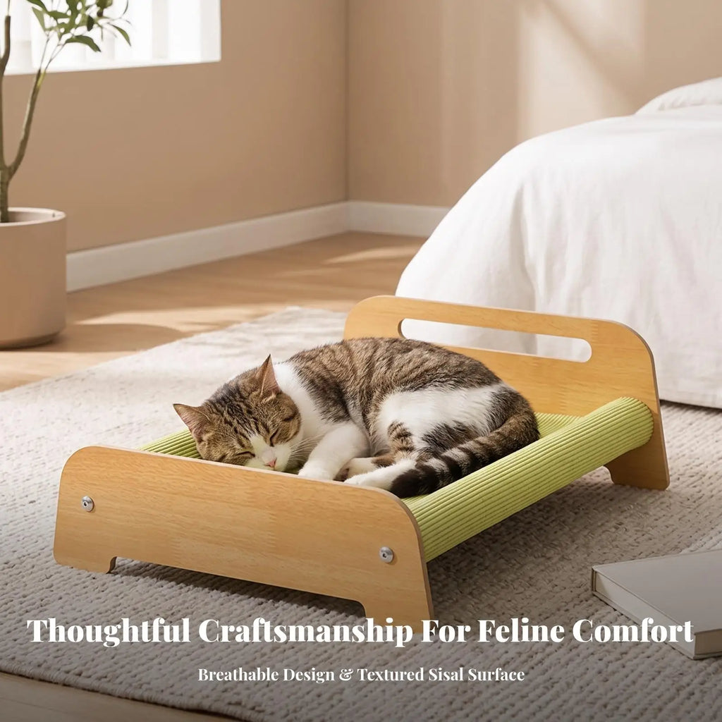 Elevated Cat Bed House with MDF Frame and Jute Mat for Cozy Cat Sleeping Perch Quake