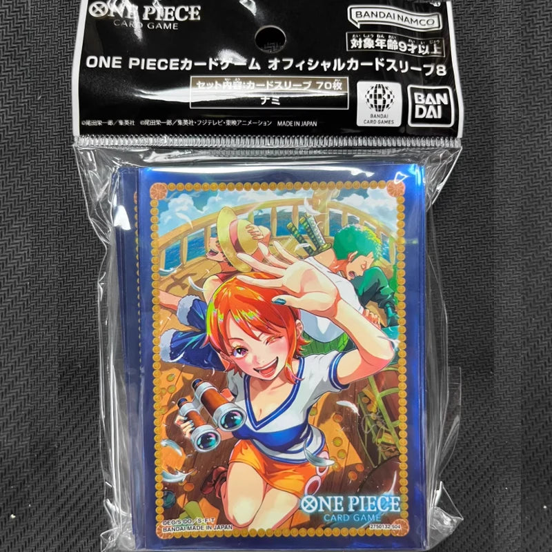 Bandai Luffy Nami Moria Yamato One Piece Sleeves 66x92mm 70pcs Set 4 Designs Card Protectors Anime Collection Gift for Players Quake