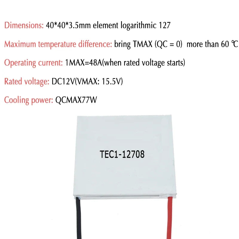 DIY TEC1 12703 12704 12705 12706 12708 12709 12710 12712 12715 12730 12V 6A TEC1-12706 TEC Thermoelectric Cooler Peltier Quake