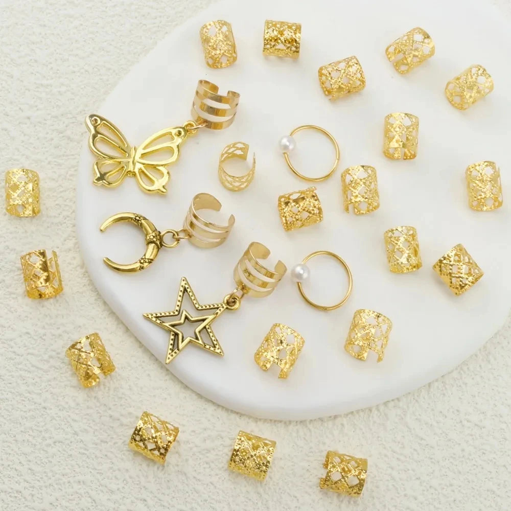 25 Pieces of Pearl Antique Dirty Braided Hair Rings Hair Care & Styling Tools & Accessories Braiders Quake