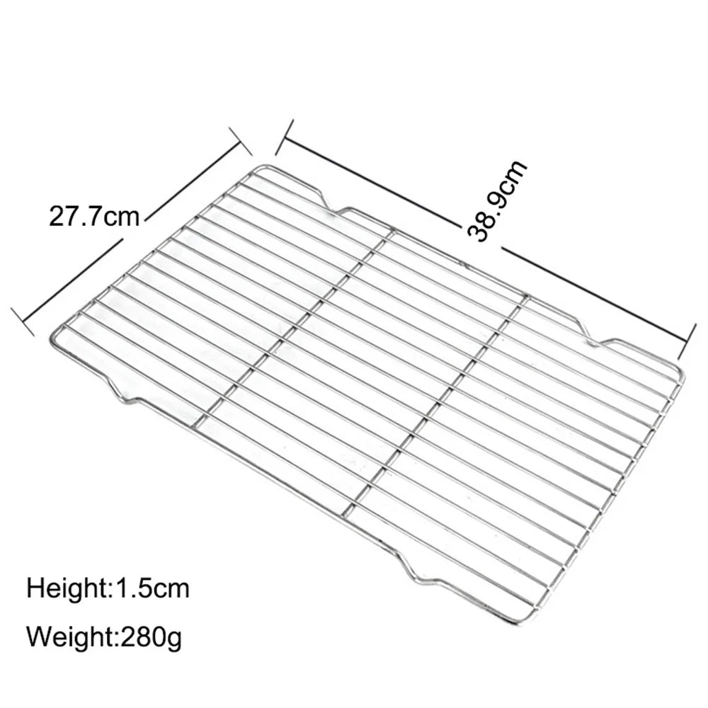 New Stainless Steel Cooling Rack Non-stick Silver Baking Tray BBQ Tray Quake 38.9x27.7cm