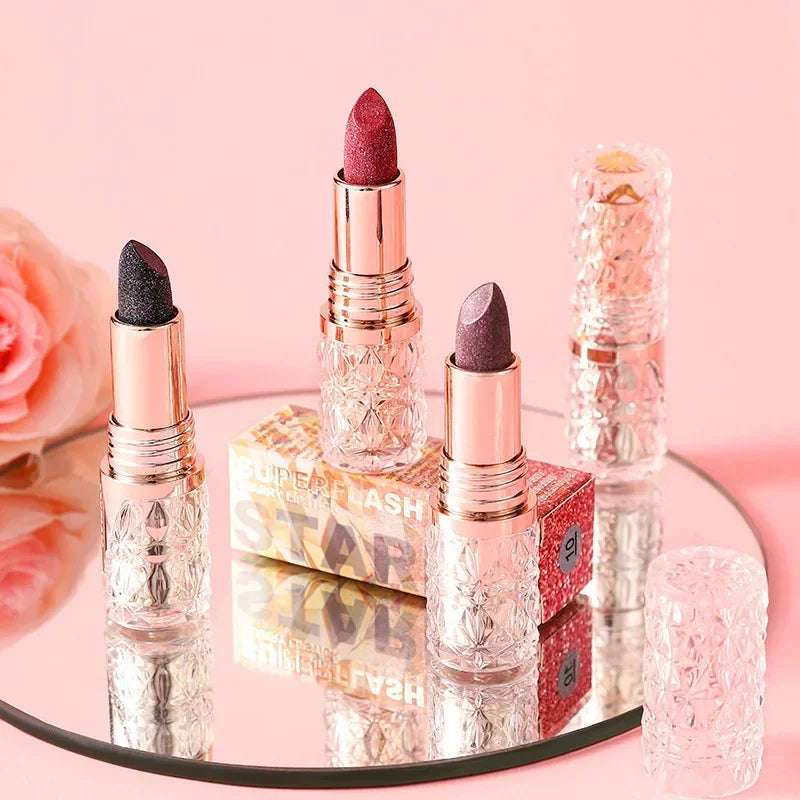 Waterproof Lipstick, Long Lasting, Shining, Glitter, Pearly Lip Gloss, Moisturizing, Non-Stick Cup Quake
