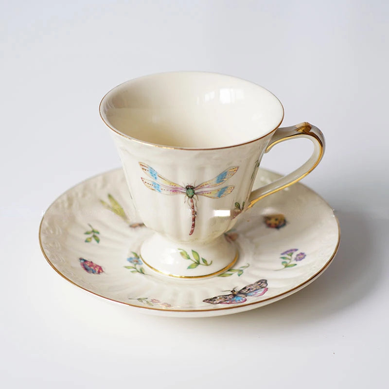 British European French Ceramic Coffee Cup And Dish Afternoon Teapot Dessert Teapot Coffee Mug Teacup Pot Kitchen Drinkware Quake 200ml Cup And Dish
