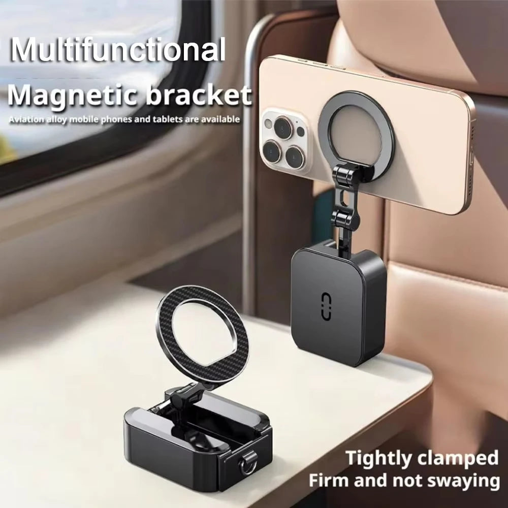 Magnetic Phone Stand Mount Foldable Extendable Portable Travel Holder for Desk Airplane Train Magnet Travel Phone Holder Quake
