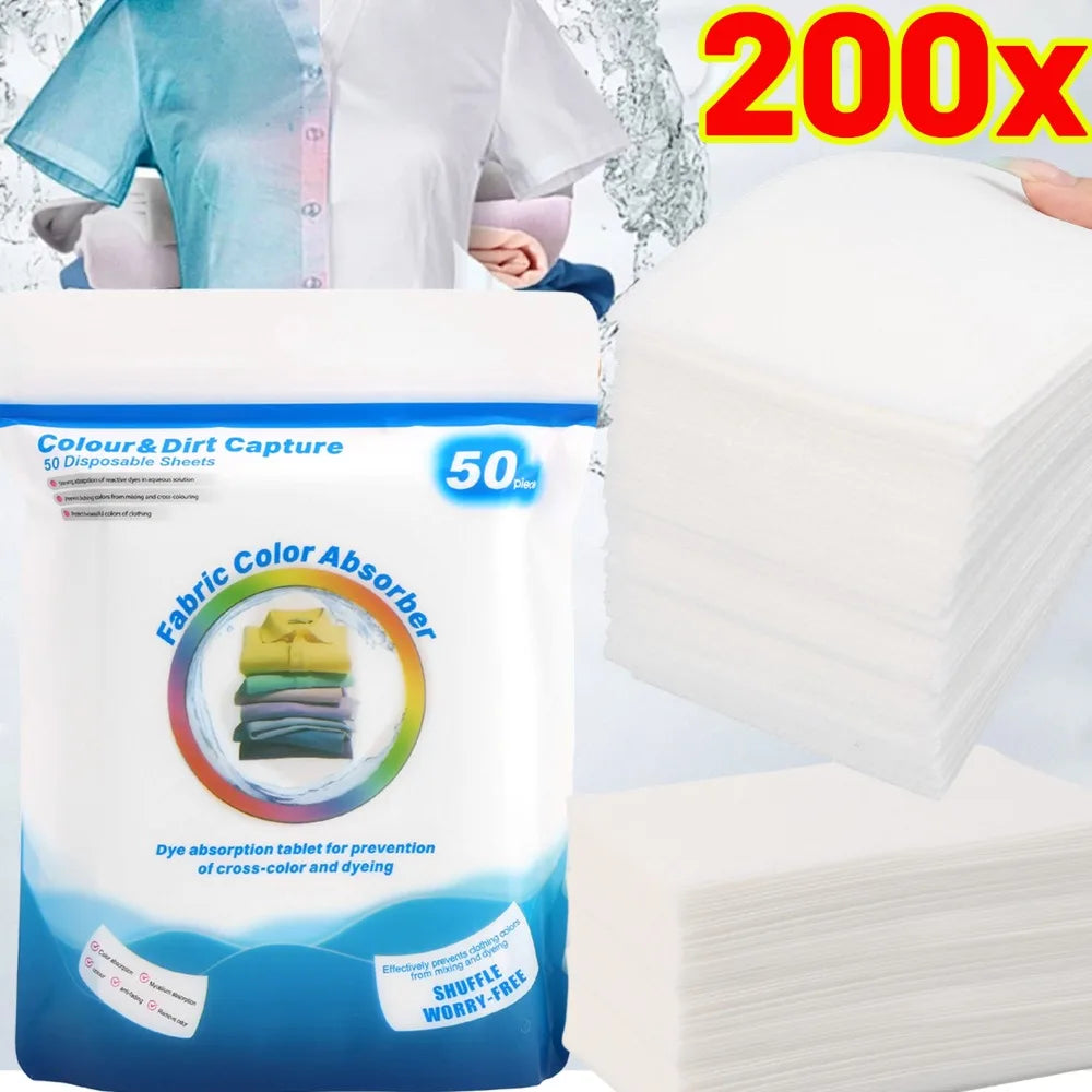 200/50PCS Color Absorption Sheet for Washing Machine Dyeing Proof Laundry Sheet Anti-Staining Laundry Tablet Color Catcher Cloth Quake