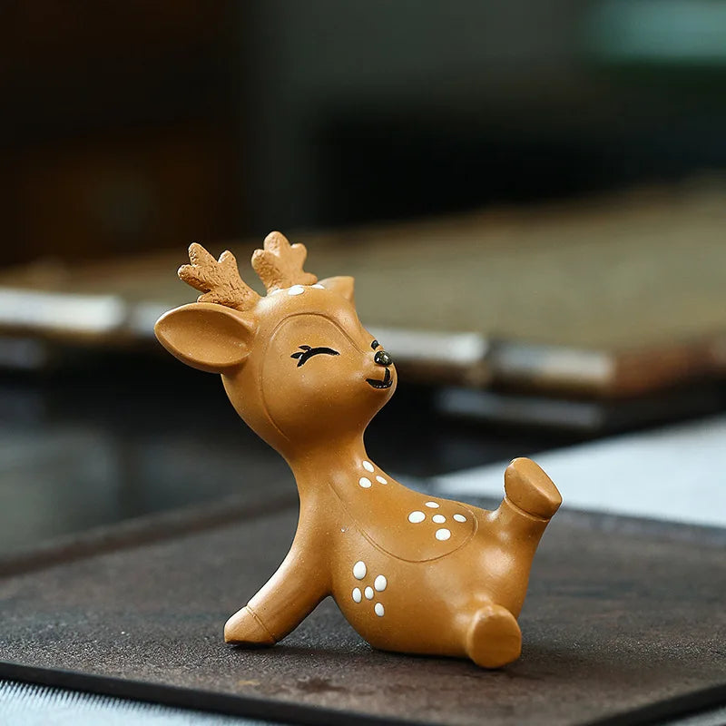Zisha Tea Pet Plum Blossom Deer Figurine Sculpture Cartoon One Way Tea Play Quake Style 2