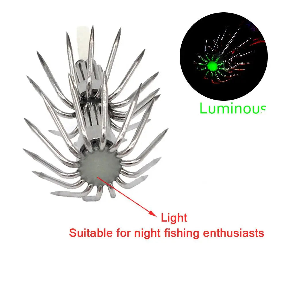 3.0# 3.5# 4.0# Jigs Luminous Wood Shrimp Lures Fishing Tackle Glow in Dark Umbrella hook Octopus Squid Lure Hooks Plastic Baits Quake