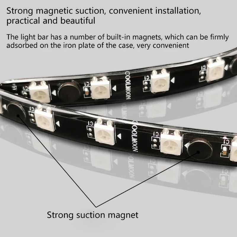 Coolmoon PC RGB LED Strip Light for Motherboard with 4 Pin RGB /5V ARGB Header Computer Case DIY Lighting 1.3ft K1KF Quake