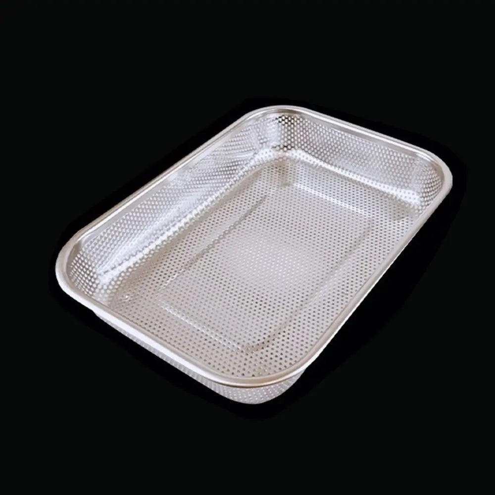New Stainless Steel Washing basket Sink Strainer Colander Square Storage Baskets Handles Kitchen Supplies Net Baskets Quake 29.5x22cm-Type 2