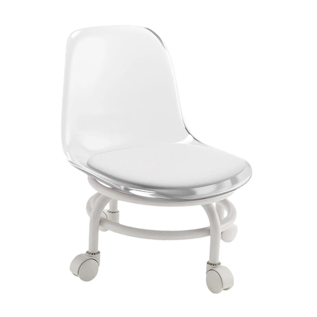 Rotating Low Stool Chair with Backrest PU Leather Ergonomic Roller Seat for Salon Spa Home Office Cleaning Quake